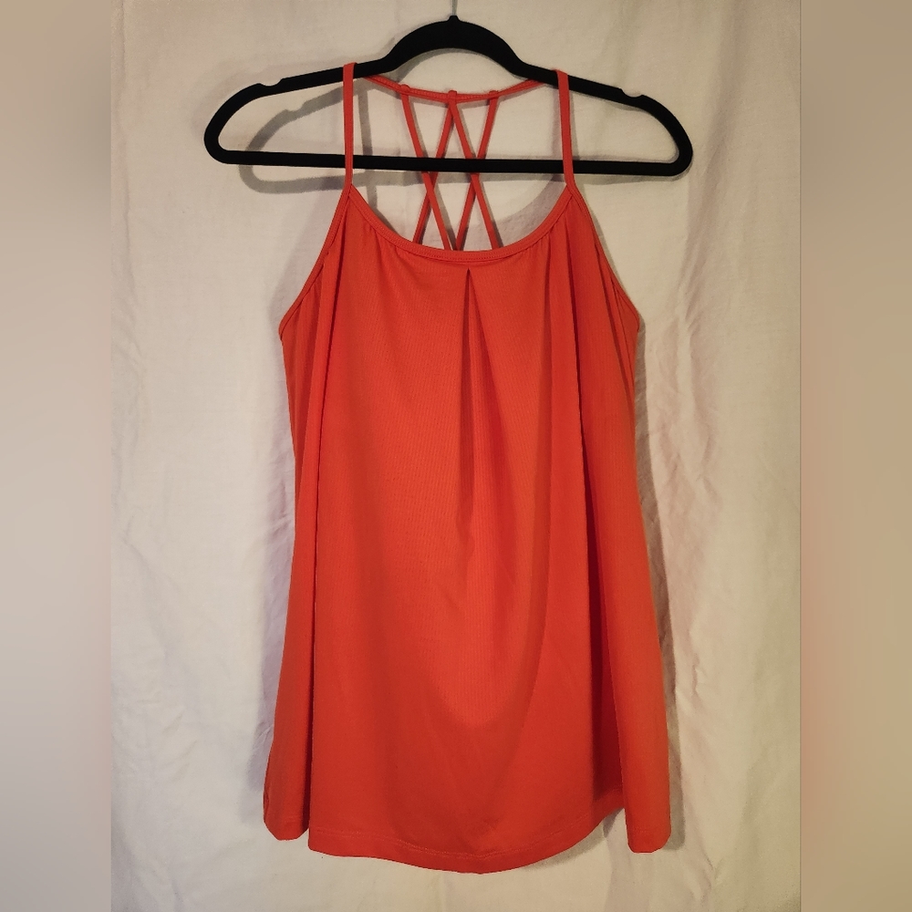 Large Orange TekGear Workout top with built in bra